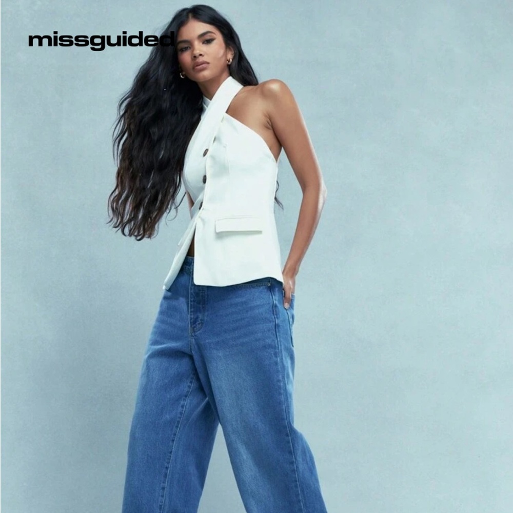 Stylish white button top